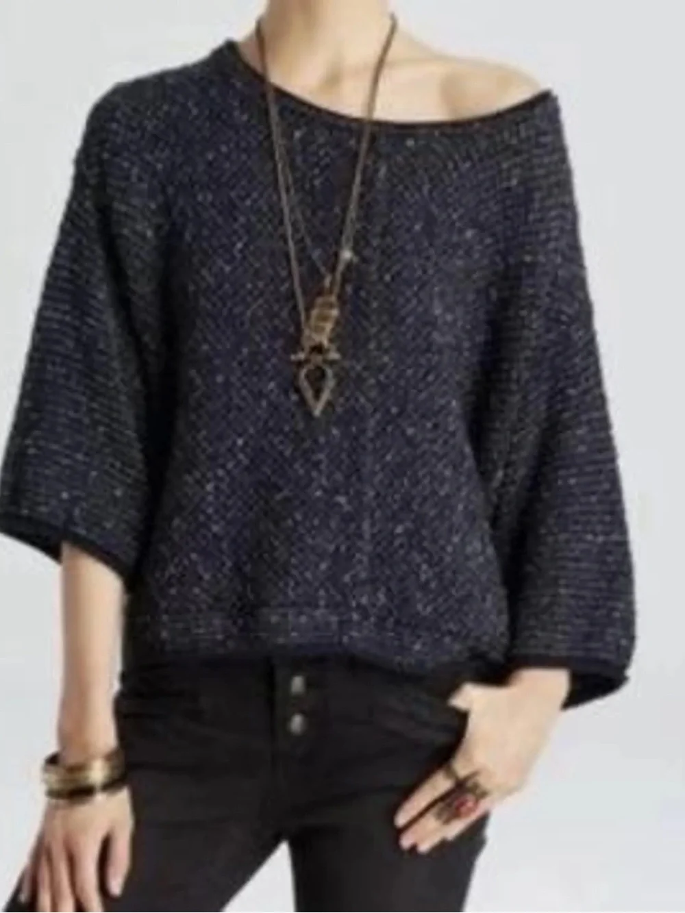 Free People Speckled Navy Sweater